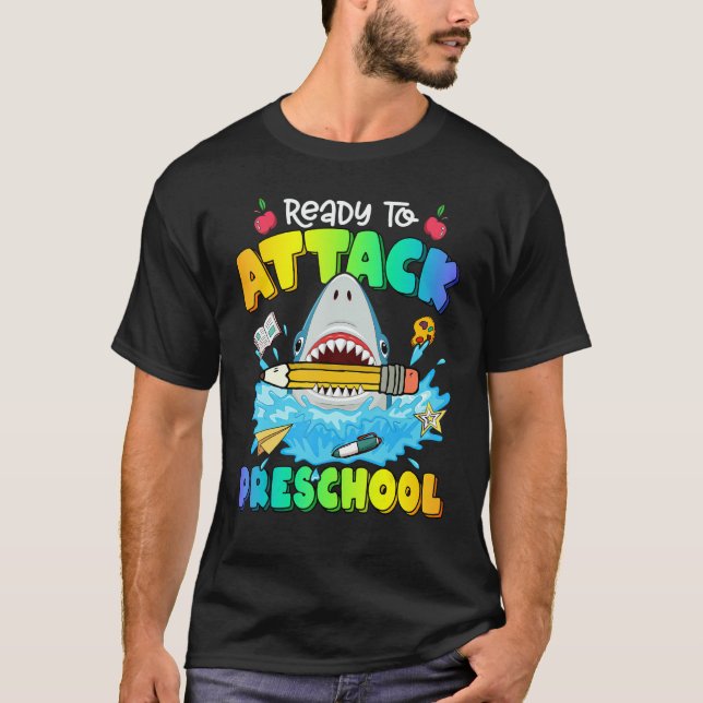Back To School Ready To Attack Preschool Shark Boy T-Shirt (Vorderseite)