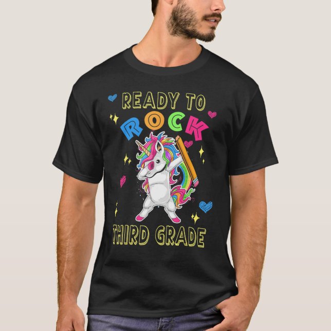 Back To School Ready To Rock Third 3rd Grade Dabbi T-Shirt (Vorderseite)
