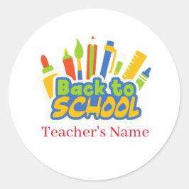 Back to School Runder Aufkleber