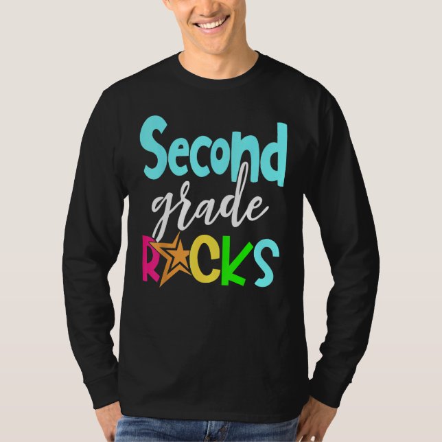 Back To School Second 2nd Grade Rocks Boys Girls K T-Shirt (Vorderseite)