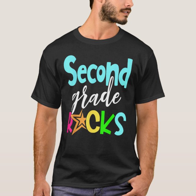 Back To School Second 2nd Grade Rocks Boys Girls K T-Shirt (Vorderseite)