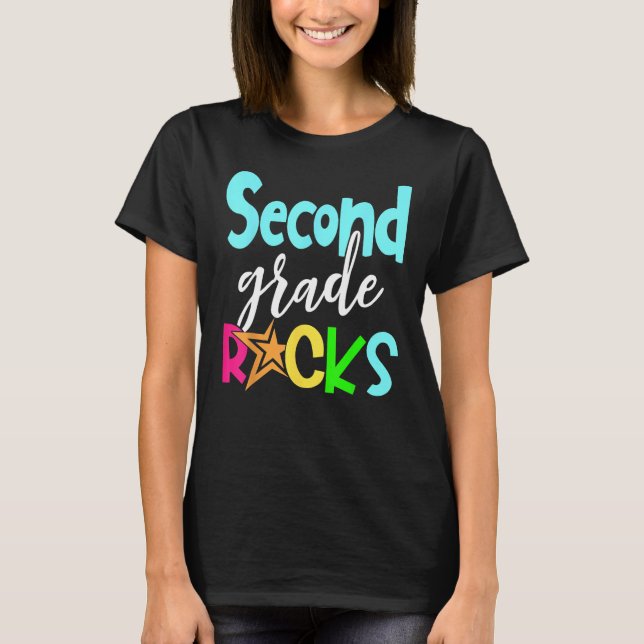 Back To School Second 2nd Grade Rocks Boys Girls K T-Shirt (Vorderseite)