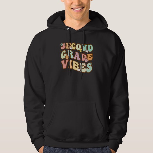 Back To School Second Grade Vibes Retro Teacher Wo Hoodie (Vorderseite)