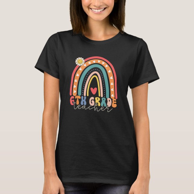 Back To School Sixth Grade Vibes Retro Teacher Wom T-Shirt (Vorderseite)