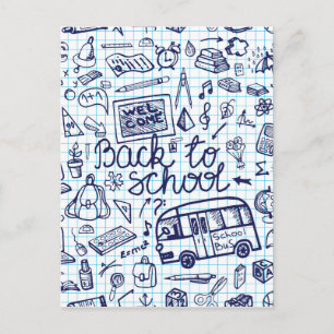 Back to School Supplies. Sketchy Notebook Decor Postkarte