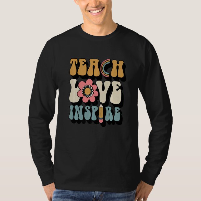 Back To School Teach Love Inspire Retro Teacher T-Shirt (Vorderseite)
