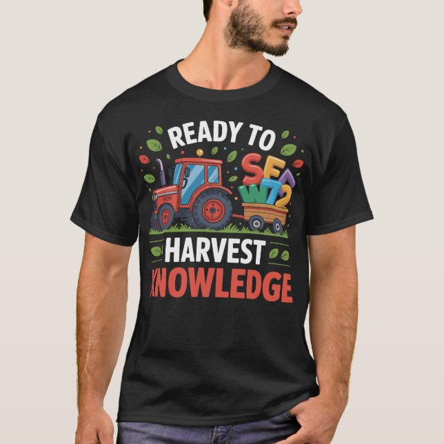 Back to School Teacher Farmer Tractor 100th Day  T-Shirt (Vorderseite)