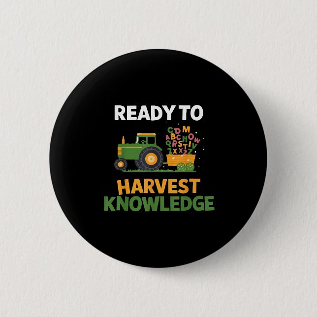 Back To School Teacher Farming Tractor Farmer Kids Button (Vorderseite)