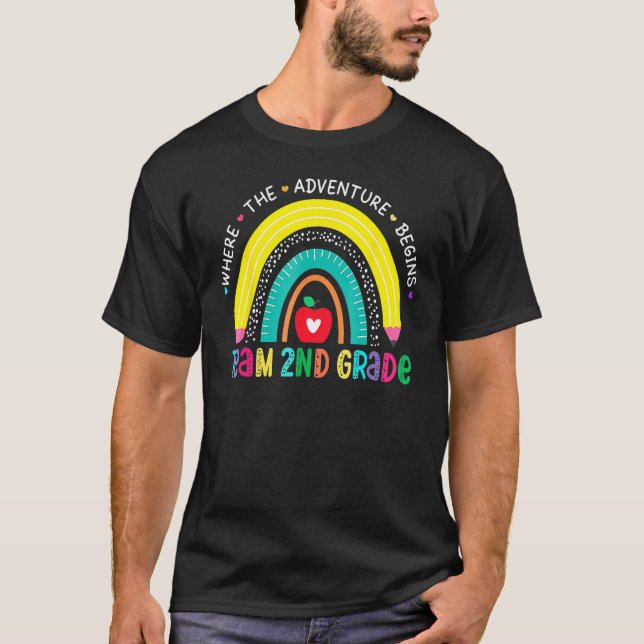 Back To School Team 2nd Grade Rainbow Pencil Teach T-Shirt (Vorderseite)