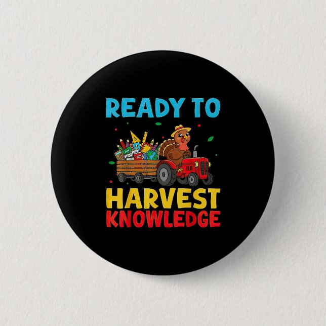 Back To School Turkey Farming Tractor Farmer Kids  Button (Vorderseite)