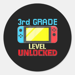 Back to School Video Gamer 3rd Grad Level Unlocke Runder Aufkleber