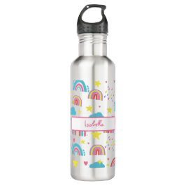 Back to School Water Bottle with Rainbow Pattern Edelstahlflasche