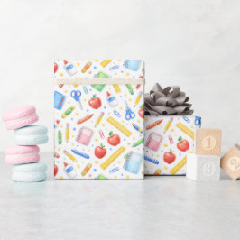 Back to School Watercolor Supplies Pattern Geschenkpapier