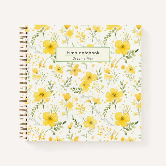  Back to school yellow wildflower pattern floral  Notizbuch (Vorderseite)