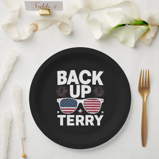 Back Up Terry Funny 4. Juli Patriotic Feuerwerk Pappteller (Hochzeit)