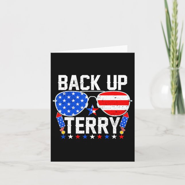 Back Up Terry Funny 4. Juli US Flag Patriotic Karte (Vorderseite)