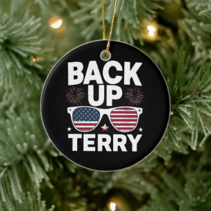 Back Up Terry Lustiger 4. Juli Patriotisches Feuer Keramik Ornament