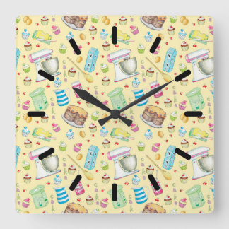 Backake Cake Acrylic Wall Clock Quadratische Wanduhr