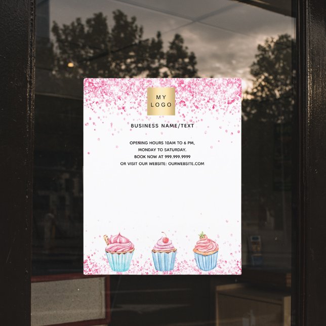 Backbäckerei Logo pinkfarbene weiße Kuchen Flyer (Von Creator hochgeladen)