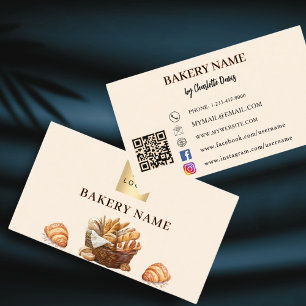 Backbäckerteig Beige-Creme QR-Logo Visitenkarte