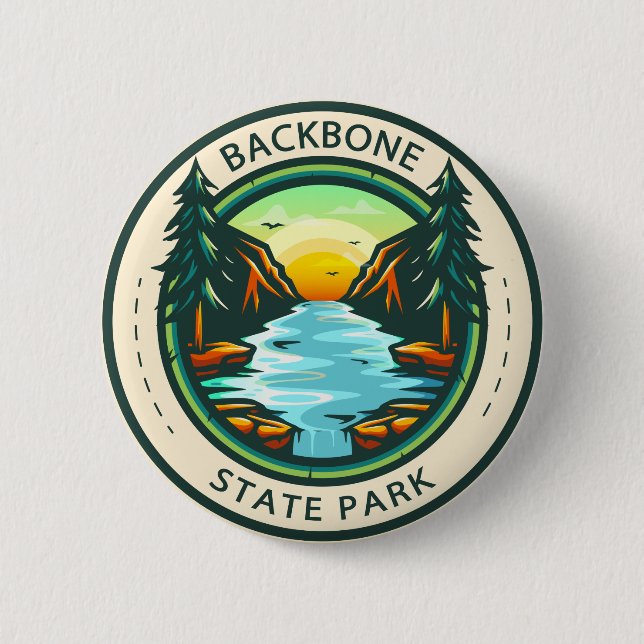 Backbone Staat Park Iowa Abzeichen Button (Vorderseite)