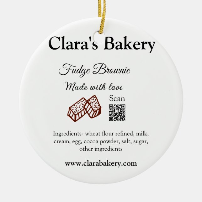 Backbraun mit Zutaten aus Liebe q r Keramik Ornament (Vorne)