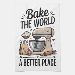 Backe die Welt Geschirrtuch