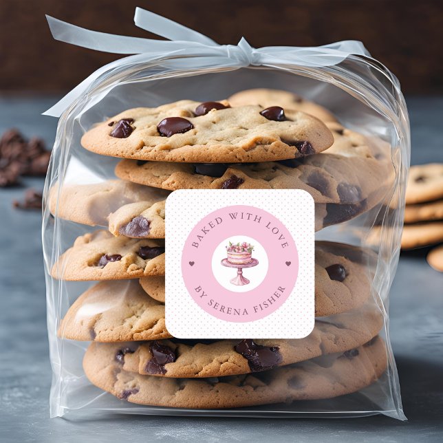 Backed with Liebe Pink Polka Dot Business Sticker (Von Creator hochgeladen)