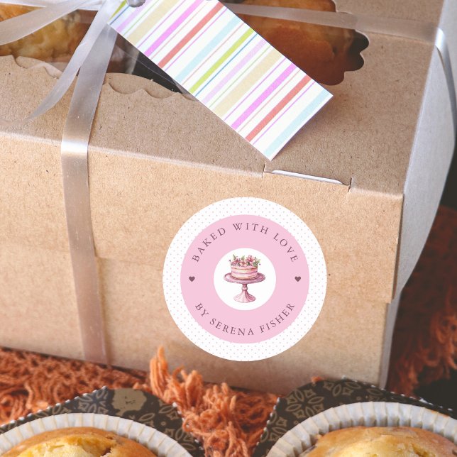 Backed with Liebe Pink Polka Dot Business Sticker (Von Creator hochgeladen)