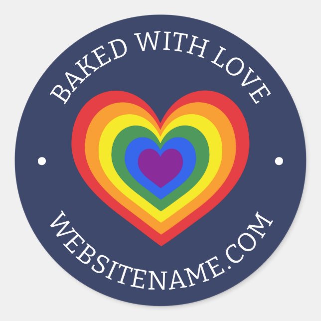 Backed with Liebe Rainbow Heart Custom Website Nav Runder Aufkleber (Vorderseite)
