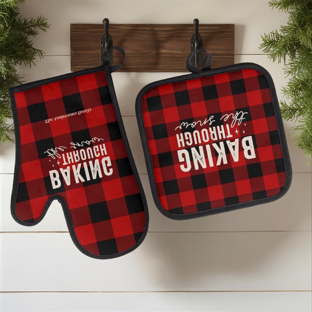 Backen durch den Schnee Büffel Ofenhandschuh & Topflappen-Set (Von Creator hochgeladen)