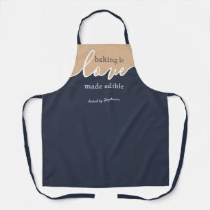 Backen ist Liebe essbar NAVY & TAN Script Schürze