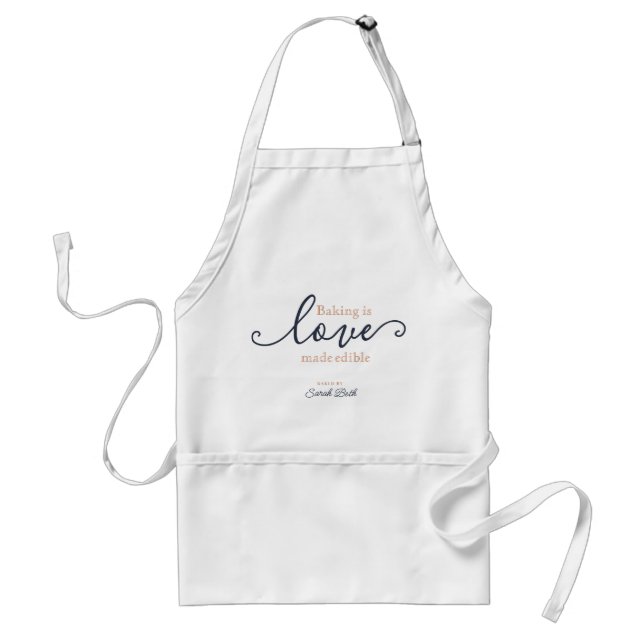 Backen ist Liebe essbar Tan Navy Script Klasse gem Schürze (Vorne)