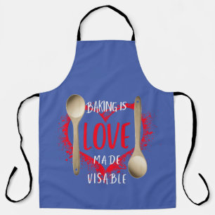 Backen ist Liebe sichtbar gemacht - blau Schürze