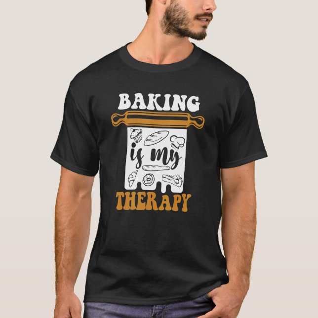 Backen ist meine Therapie Bäckerei Konditorei Cutt T-Shirt (Vorderseite)