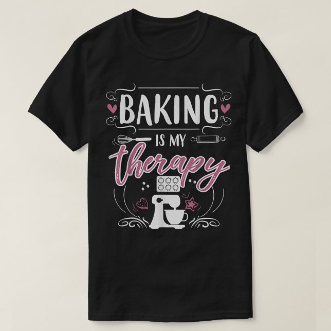 Backen ist meine Therapie Konditorei Koch Backen L T-Shirt (Design vorne)