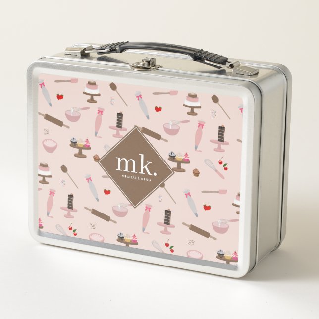 Backen & Kochen Backwaren Kochen Monogramm Metall Brotdose (Vorderseite)