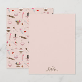 Backen & Kochen Backwaren Kochen Monogramm Mitteilungskarte