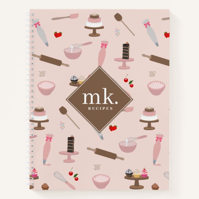 Backen & Kochen Backwaren Kochen Monogramm Notizbuch (Vorderseite)