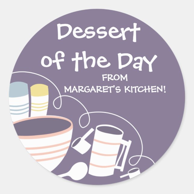 Backen Mischen Schüssel Kanister Küche Geschenk Ta Runder Aufkleber (Vorderseite)