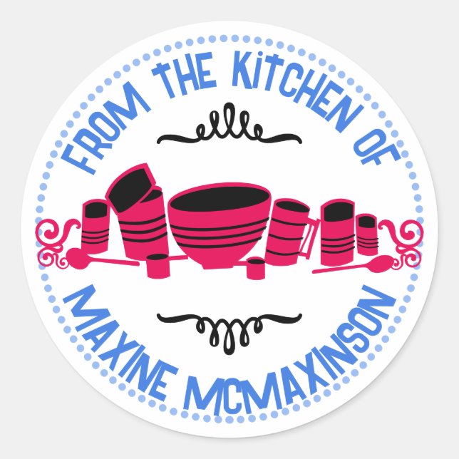 Backen Mischen Schüssel Kanister Küche Geschenk Ta Runder Aufkleber (Vorderseite)