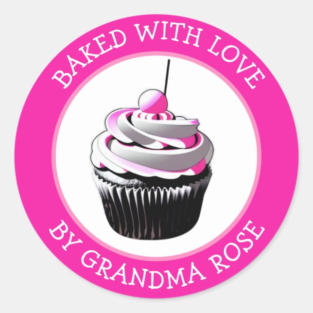 Backen mit Liebe-Lebensmittel-Etikett Runder Aufkleber (Vorderseite)