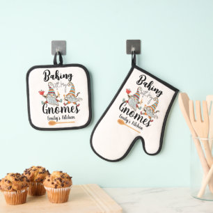 Backen mit meinen Gnomes Custom Bakery Gnome Backe Ofenhandschuh & Topflappen-Set
