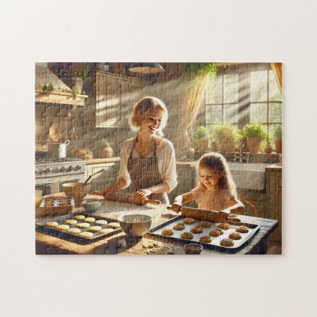 Backen Mutter & Tochter Gemütliche Küche Puzzle (Horizontal)