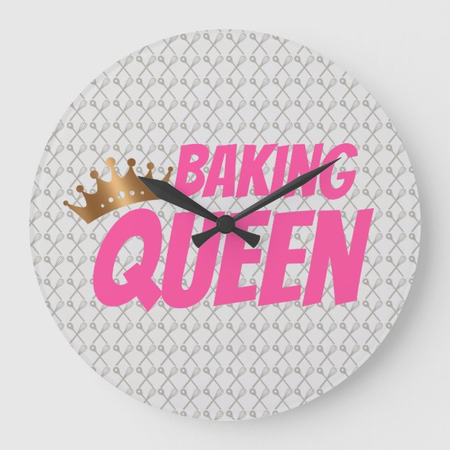 Backen Queen Pattern für Kuchen und Süßigkeiten Li Große Wanduhr (Vorderseite)