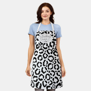 Backen Queen Schwarz-weiß Leopard Cheetah Name Schürze