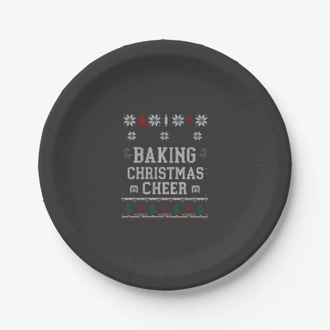 Backen Sie Weihnachtsfreude Lebkuchen-Ofen-Strickm Pappteller (Vorderseite)