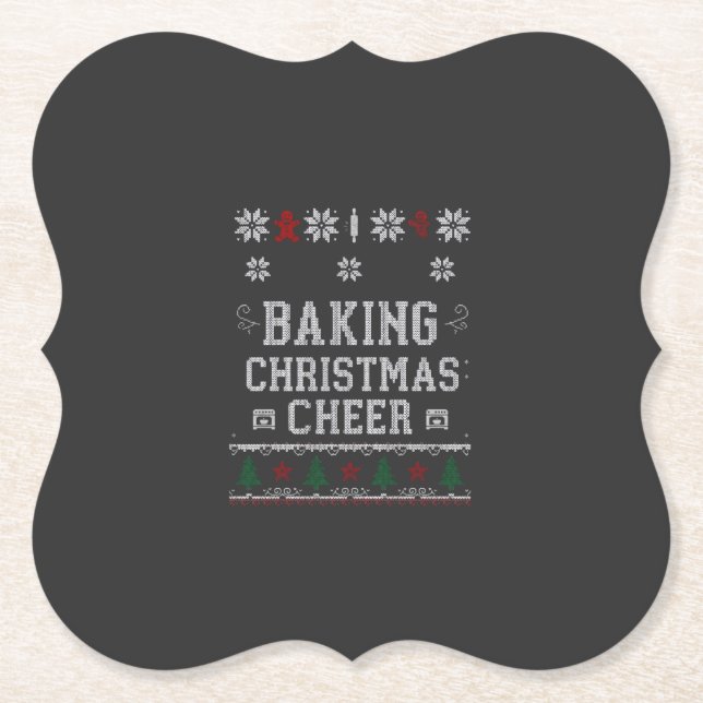 Backen Sie Weihnachtsfreude Lebkuchen-Ofen Strickm Untersetzer (Vorderseite)