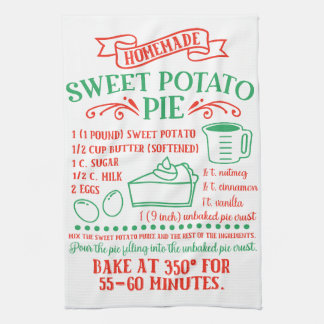 Backen, süße Kartoffel Pie Recipe Küche Handtuch