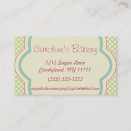 Backen und Bäckerei-Butike, grüner Polka-Punkt Visitenkarte